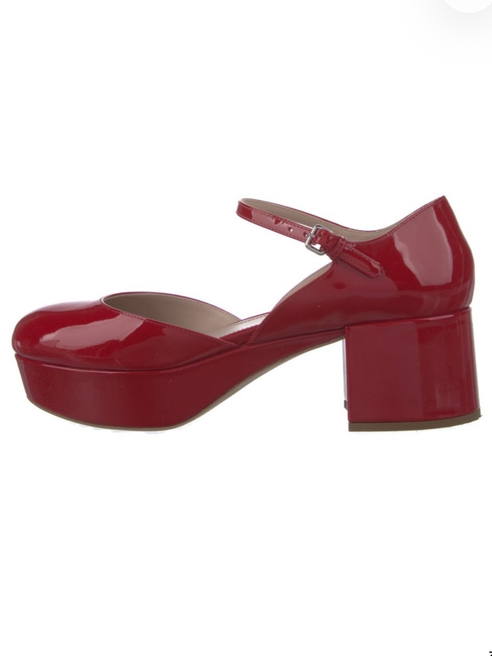 Miu Miu Red Patent Leather Mary Jane Platform Heels